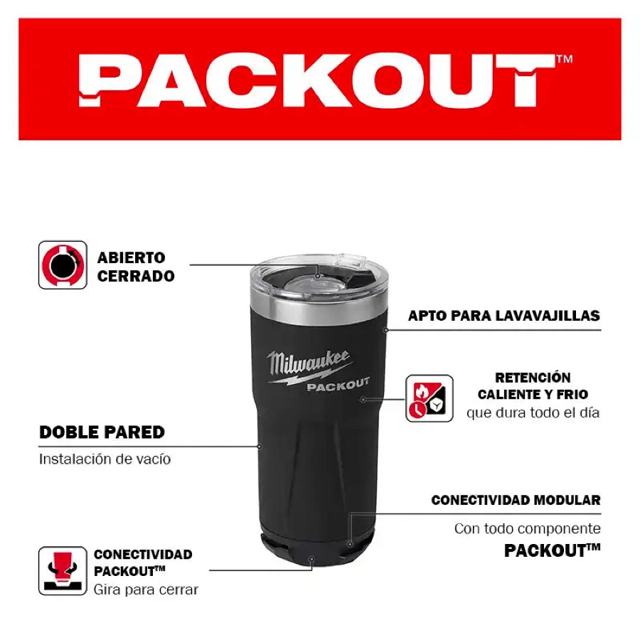 Vaso térmico Packout™ de 20 oz, negro